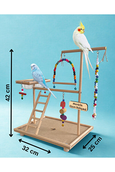 Paks Pet ملعب الطيور رقم: 12 ملعب طيور خشبي مصنوع يدويًا، مجموعة ألعاب الطيور الممتازة، لعبة الببغاء السلطان