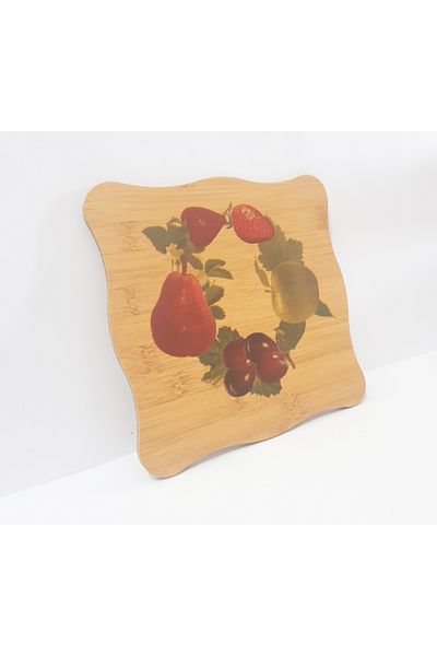 Penguen Patterned Wooden Trivet 19.5X19.5 cm