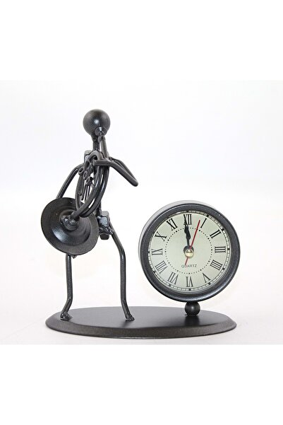 Store Metal Müzisyen Saat – 15 x 12 cm | Dekoratif Masaüstü Saat ve Biblo Mod...