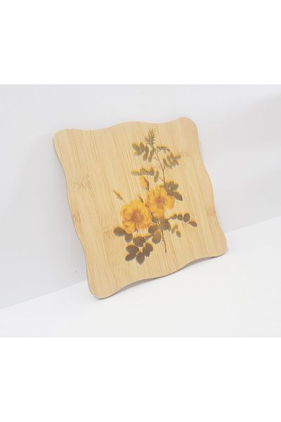 Penguen Patterned Wooden Trivet 19.5X19.5 cm