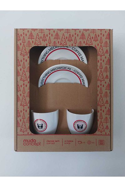 Mudo Concept Cat Figured Coffee Cup Set of 2 Ceramic
