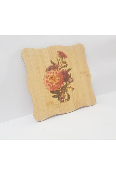 Penguen Patterned Wooden Trivet 19.5X19.5 cm