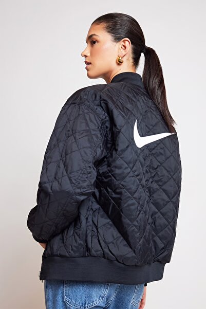 Nike Sportswear Reversible Varsity College Style Bomber Full-Zip Çift Taraflı Siyah Kadın Ceket