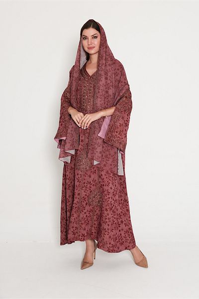 IKKXA Wide Split Sleeve Arabian Jalabiya with Scarf