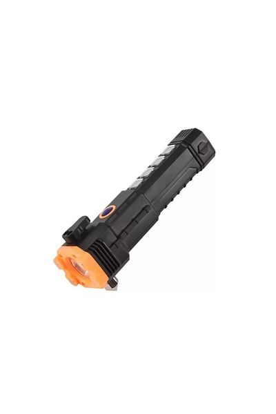 Globalport Retail Multifunctional LED flashlight, USB, 5 lighting modes, cutter + glass breaker