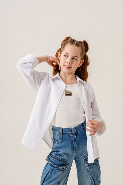 GİYİCEM TEKSTİL Girl's Double Muslin Shirt Double Set 1813