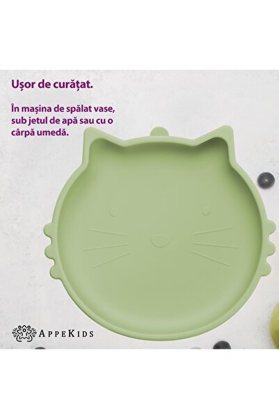 APPEKIDS Silikonová miska, AppeKids, Kitty II - Raw Green
