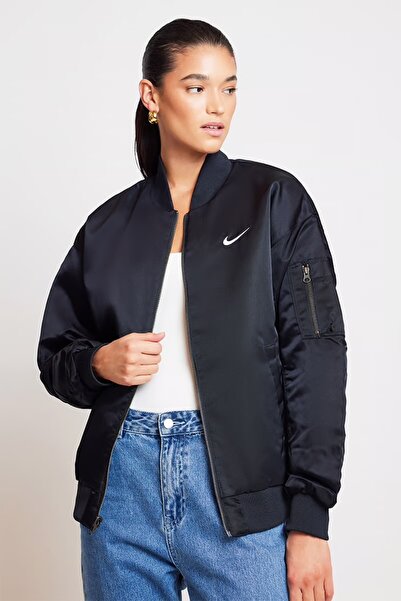 Nike Sportswear Reversible Varsity College Style Bomber Full-Zip Çift Taraflı Siyah Kadın Ceket