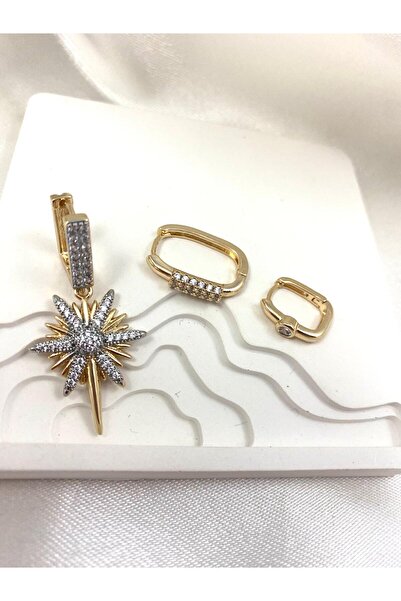 Liberta Aksesuar Kuzey Yıldızı 3'lü Çelik Küpe