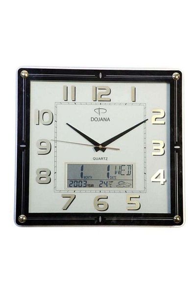 dojana Square Analog And Digital Wall Clock Black/White