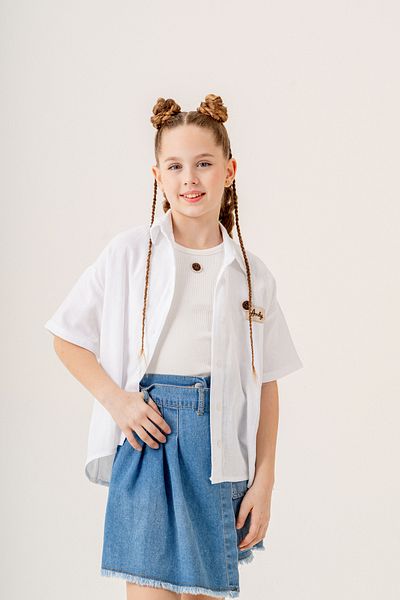 GİYİCEM TEKSTİL Girl's Short Sleeve Double Shirt 1811