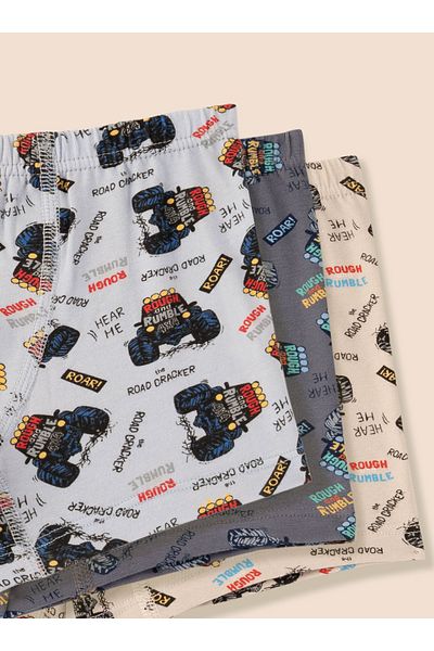 natuline Boy's Organic Cotton Lycra Boxer Car Printed 3 Pack