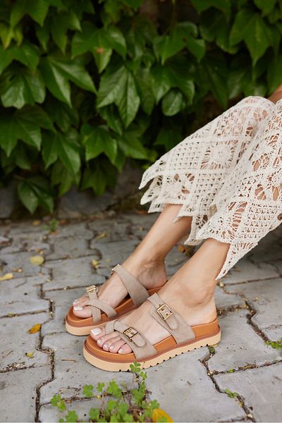 ANGELİNA JONES Neretto Women Beige Real Suet Toe Detail Slippers