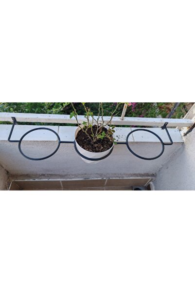 GO DEKOR Balkon Bahçe İçin Tek Parça 3 Gözlü Metal Duvar Halka Saksılık 70X20X16-18