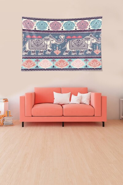 MENTEŞ HOME الهند الفيل نمط العرقية وصمة عار واقية المخملية محكم النسيج الجدا...