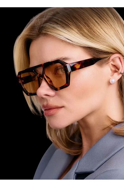 Pierre Lotus Pi̇erre Lotus Leopard Patterned Bridged Women's Sunglasses Plg1106