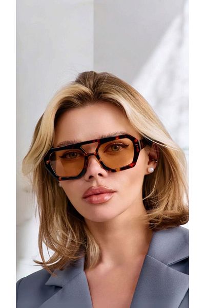 Pierre Lotus Pi̇erre Lotus Leopard Patterned Bridged Women's Sunglasses Plg1106