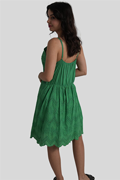 Miss Boheme Green Embroidered Dress