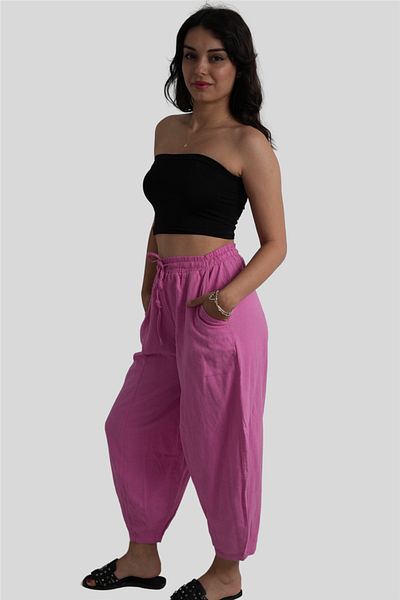 Miss Boheme Pink Elastic Waist Casual Trousers