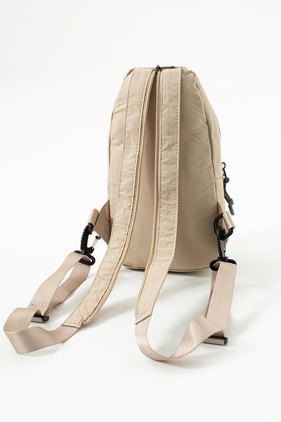Sanmorris 6005 Unisex Parachute Fabric Water Resistant 3 Compartment Body Bag with Cross and Backrest Strap Beige