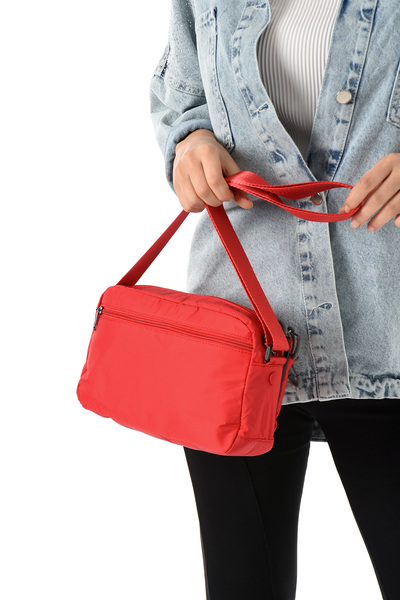 Sanmorris 6003 Women's 3-Eye Parachute Fabric Adjustable Crossbody Bag Red