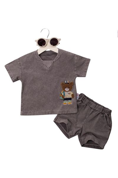 Minim Teddy Bear Embroidered Bottom Top Set