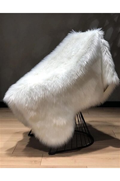 Homeax Kuzu Post Beyaz Üst Kalite Yıkanabilir Yumuşak Dokulu Peluş Halı