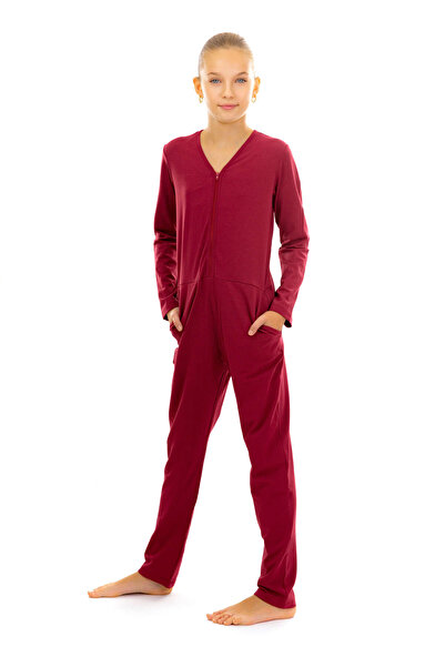 dendy Girls' long pajama jumpsuit Bordeaux 65/158