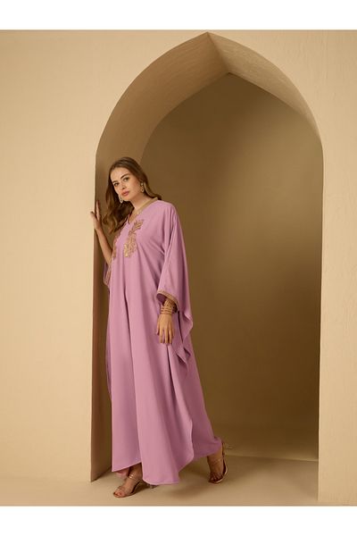 Styli Applique Detail Stand Collar Kaftan