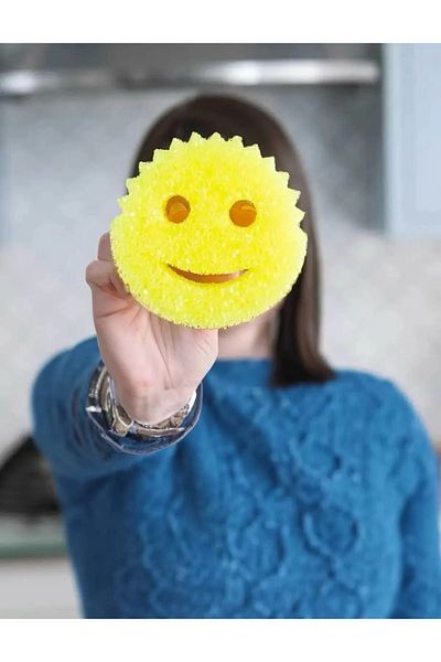 store trend Magic Dish Sponge Against Extra Strong Stains, Smiling Face Design, 3 Pieces
