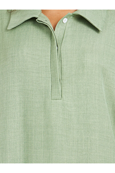 Styli Plain Collared Half-Button Front Kaftan