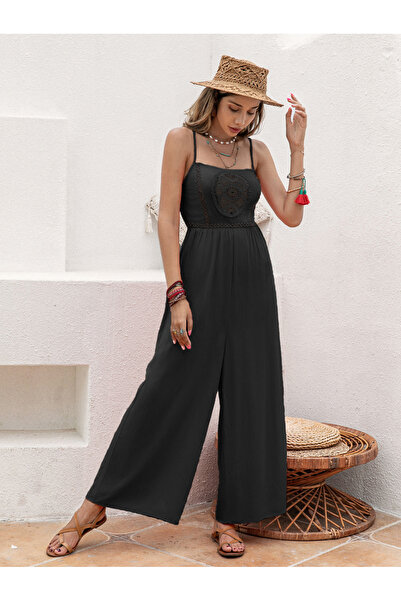Russty Dustty By Styli Lace Detail Wide Leg Cami Jumpsuit