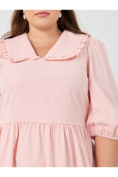 Styli Plus Size Peter Pan Balloon Sleeve Midi Dress