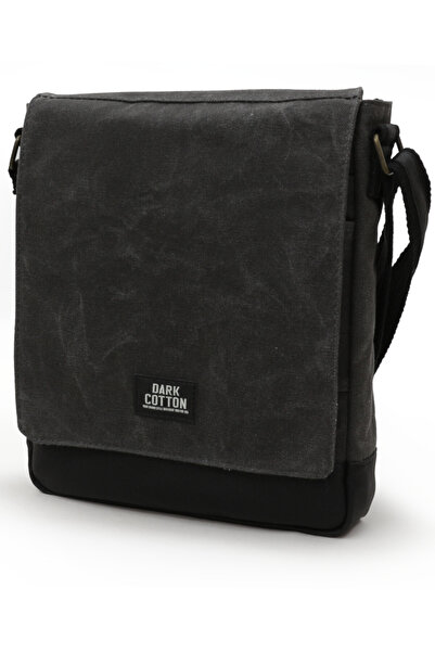 DARK COTTON WESTERN Siyah Suya Dayanıklı Mumlu Kanvas Postacı Omuz Laptop Oku...