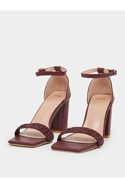 Styli Pleated Ankle Strap Block Heel Sandals