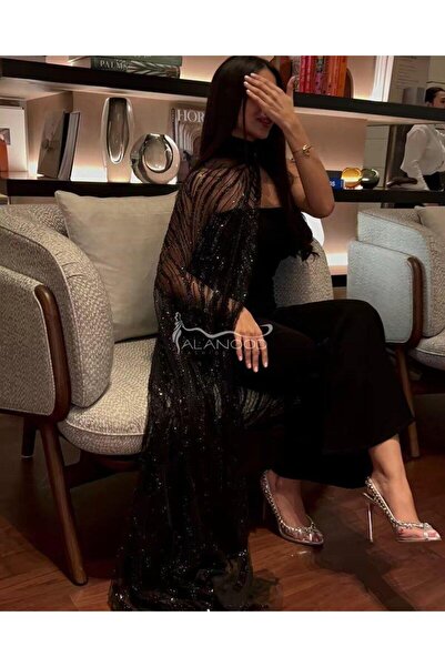 ALANOOD FASHION جمبسوت سهرة أسود بكلفة فاخرة