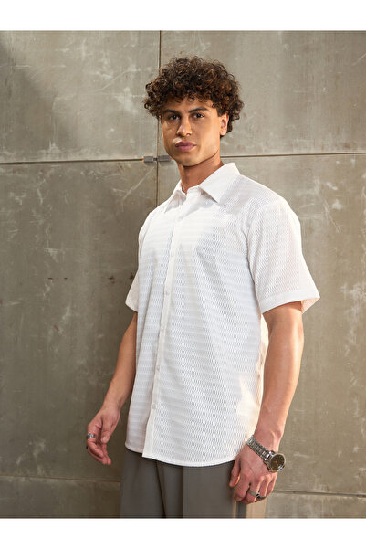 Sassafras By Styli White Relax Fit Short Sleeve Shirt