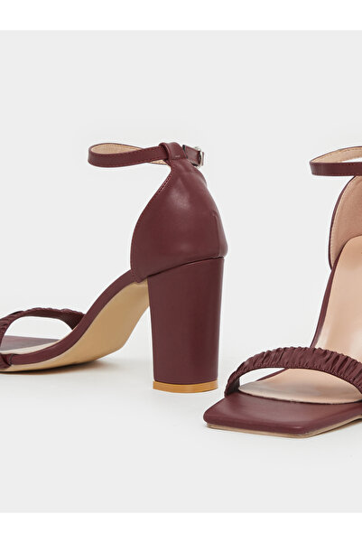 Styli Pleated Ankle Strap Block Heel Sandals