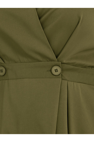 Styli Plus Size Wrap Front A-Line Shirt Midi Dress