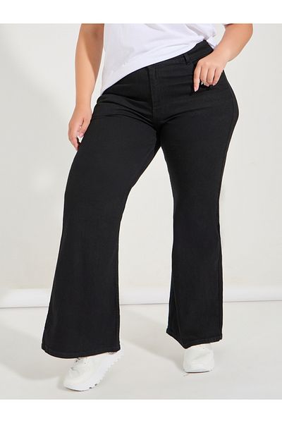 Styli Plus Size Mid Rise Wide Leg Jeans
