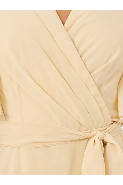 Styli Ruffled Sleeve V-Neck Wide Leg Jumpsuit