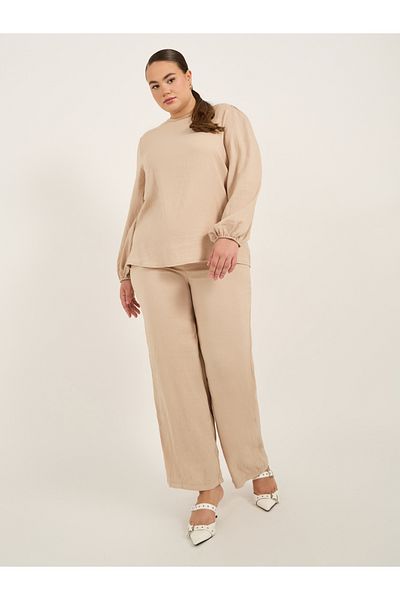 Styli Plus Size Textured Wide Leg Trousers