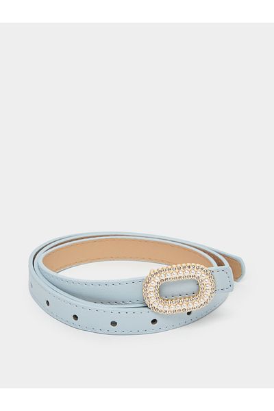 Styli Women Blue Embellished Buckle Belt