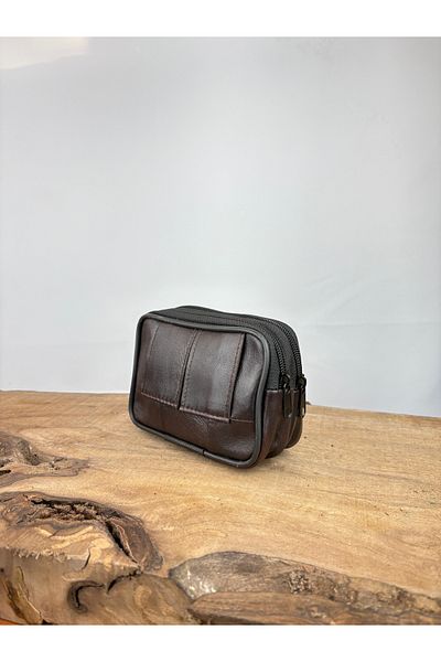 özdemirler deri Large Size 3-Eye Leather Belt Holder, Genuine Leather Belt Wallet, Coin Purse, Belt Bag