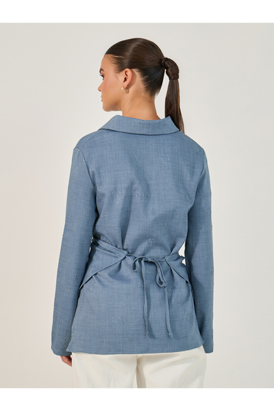 Take Two By Styli Solid Long Sleeve Wrap Back Detailing Shirt