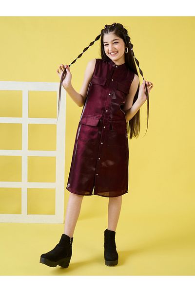 Stylo Bug By Styli Solid Sleeveless Shirt Dress with Pockets