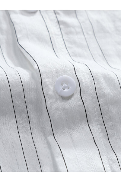 Take Two By Styli Textured Striped Short Sleeve Button Up Shirt