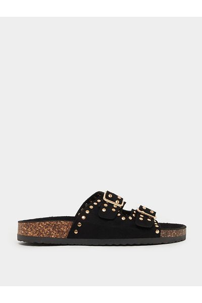 Styli Studded Open Toe Flat Sandals