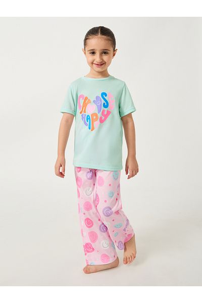 Styli Printed Short Sleeve T-Shirt and Pyjama Set