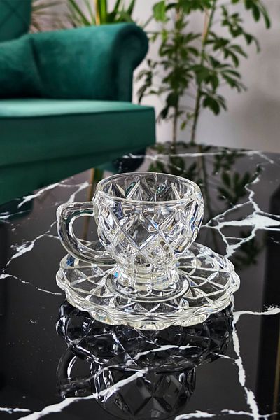 Gülümseten Avm Set of 6 Glass Crystal Turkish Coffee Cups |   12 Piece Glass Coffee Cup Set